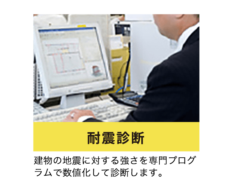 耐震診断
建物の地震に対する強さを専門プログラムで数値化して診断します。