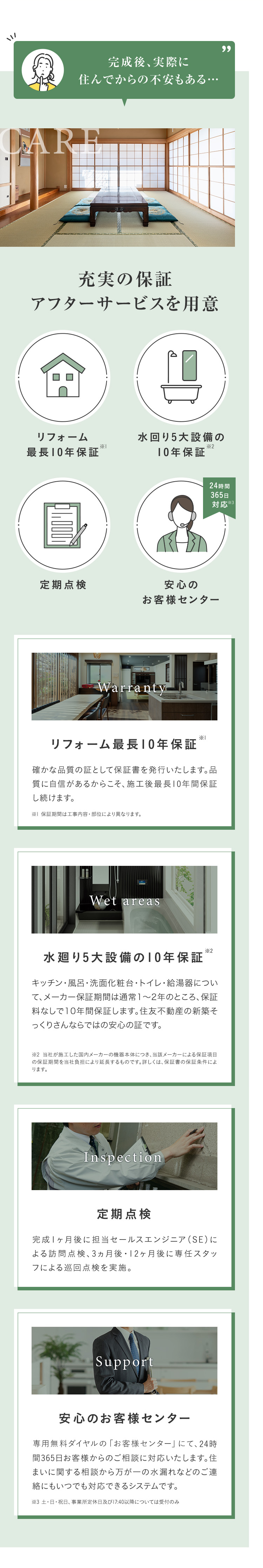 完成後、実際に住んでからの不安もある・・・ CARE